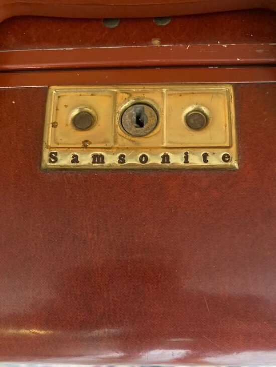 50s Vintage Large Samsonite Streamlite series Suitcase Luggage Leather Saddle - Picture 3 of 8